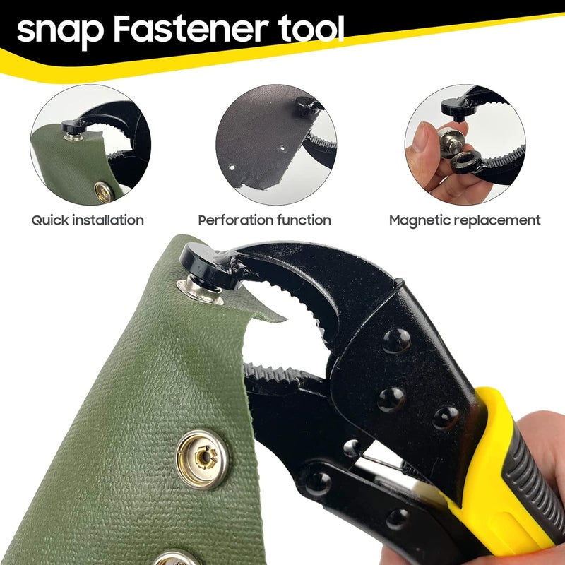 HAPDEN Heavy Duty Snap Fastener Tool kit, Punching Function, Snap Button Tool with Adjustable Setter, 15mm snap Tool with 100 Sets Boat Cover Snaps - Image 4